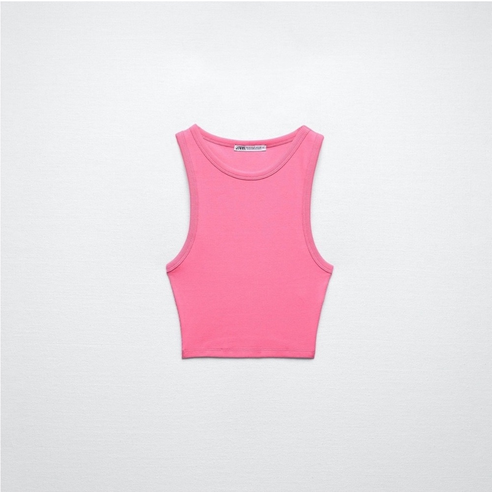 Hot Pink Zara Cropped Tank Top